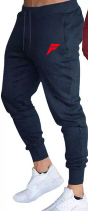 Fit Freakz Navy Blue Lightweight Gym Joggers with Red F Logo